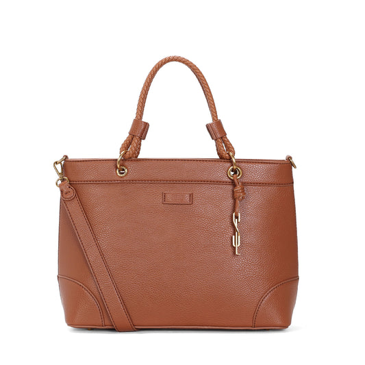 Bolsa Tote Santa Lolla Caramelo Alça Trançada