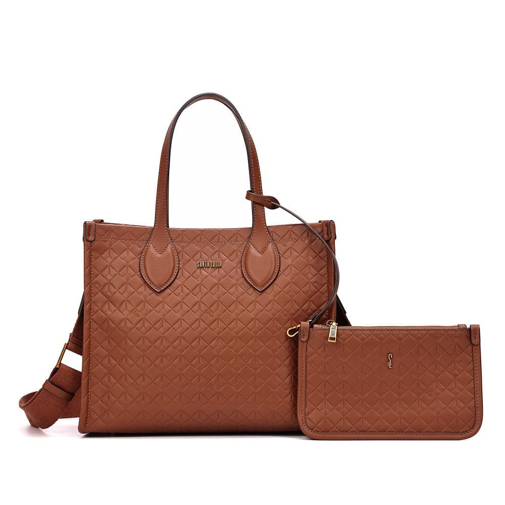 Bolsa Tote Santa Lolla Caramelo Com Clutch