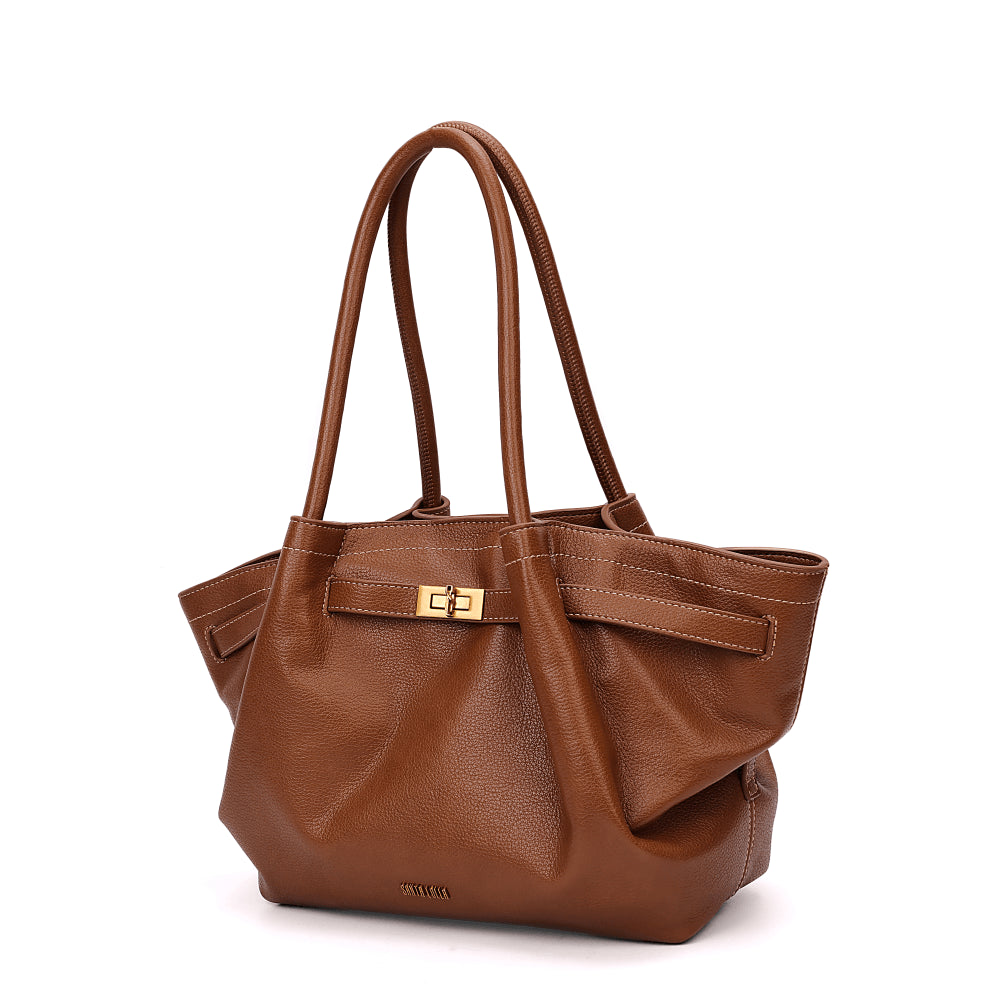 Bolsa Tote Santa Lolla Caramelo Fecho Metal