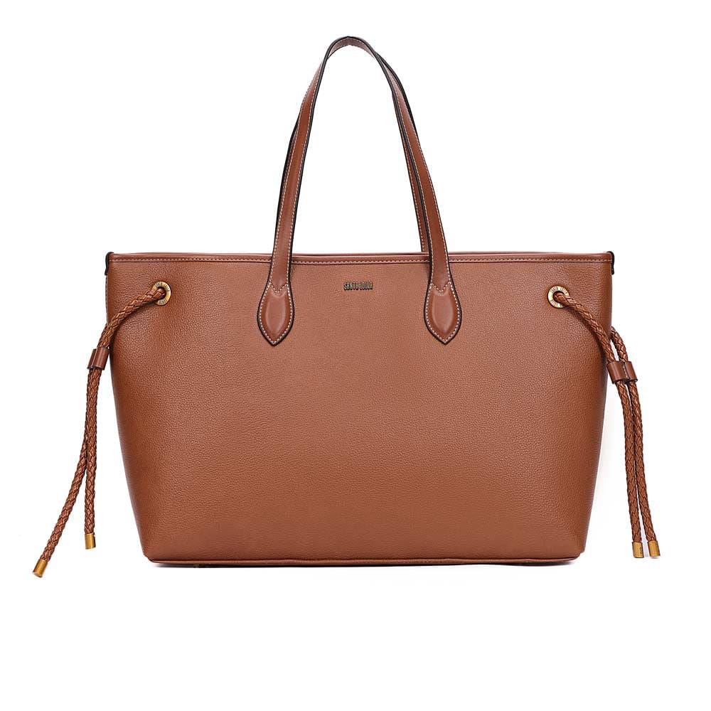 Bolsa Tote Santa Lolla Caramelo Ilhós Dourados