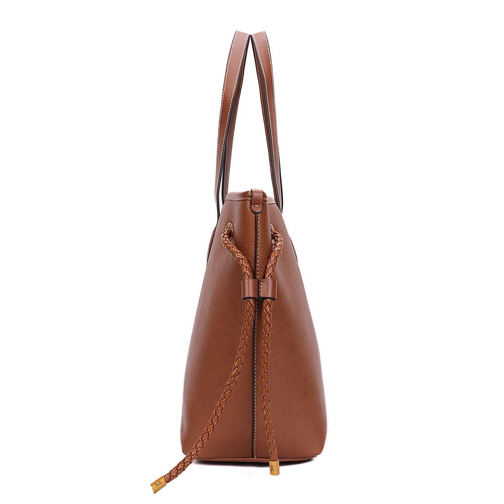 Bolsa Tote Santa Lolla Caramelo Ilhós Dourados