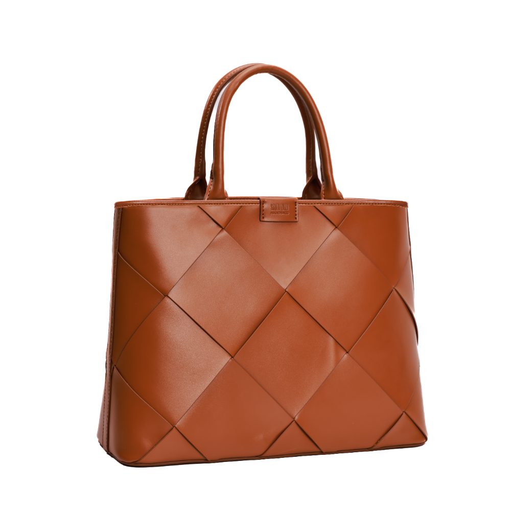 Bolsa Tote Santa Lolla Caramelo Recortes Geométricos