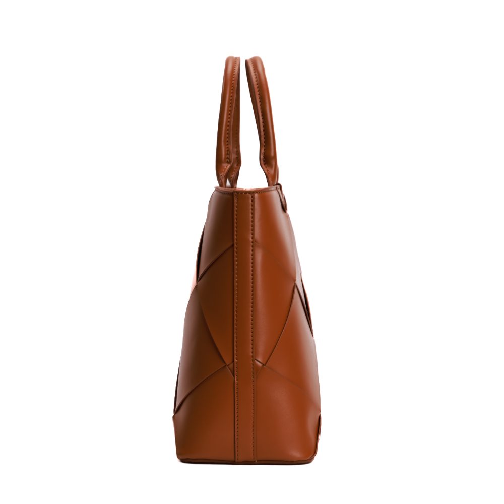 Bolsa Tote Santa Lolla Caramelo Recortes Geométricos