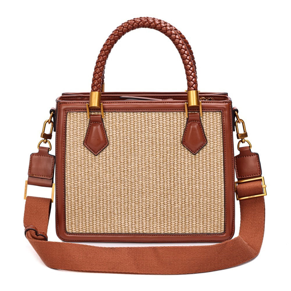 Bolsa Tote Santa Lolla Caramelo Tramada Alça Dupla
