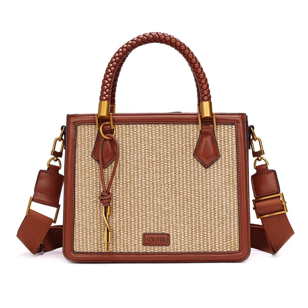 Bolsa Tote Santa Lolla Caramelo Tramada Alça Dupla