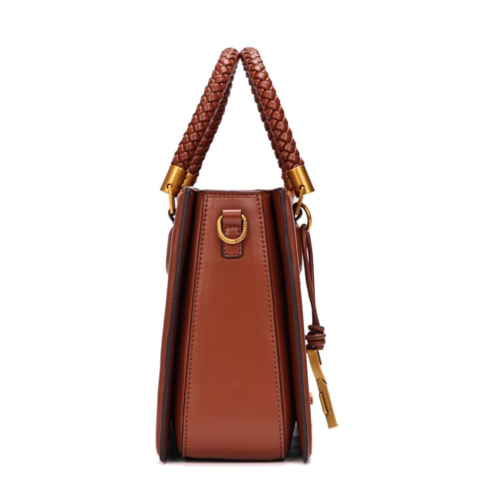 Bolsa Tote Santa Lolla Caramelo Tramada Alça Dupla