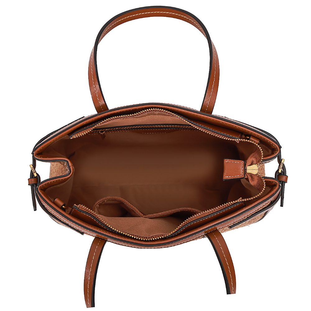 Bolsa Tote Santa Lolla Caramelo Tramado Alça Tiracolo