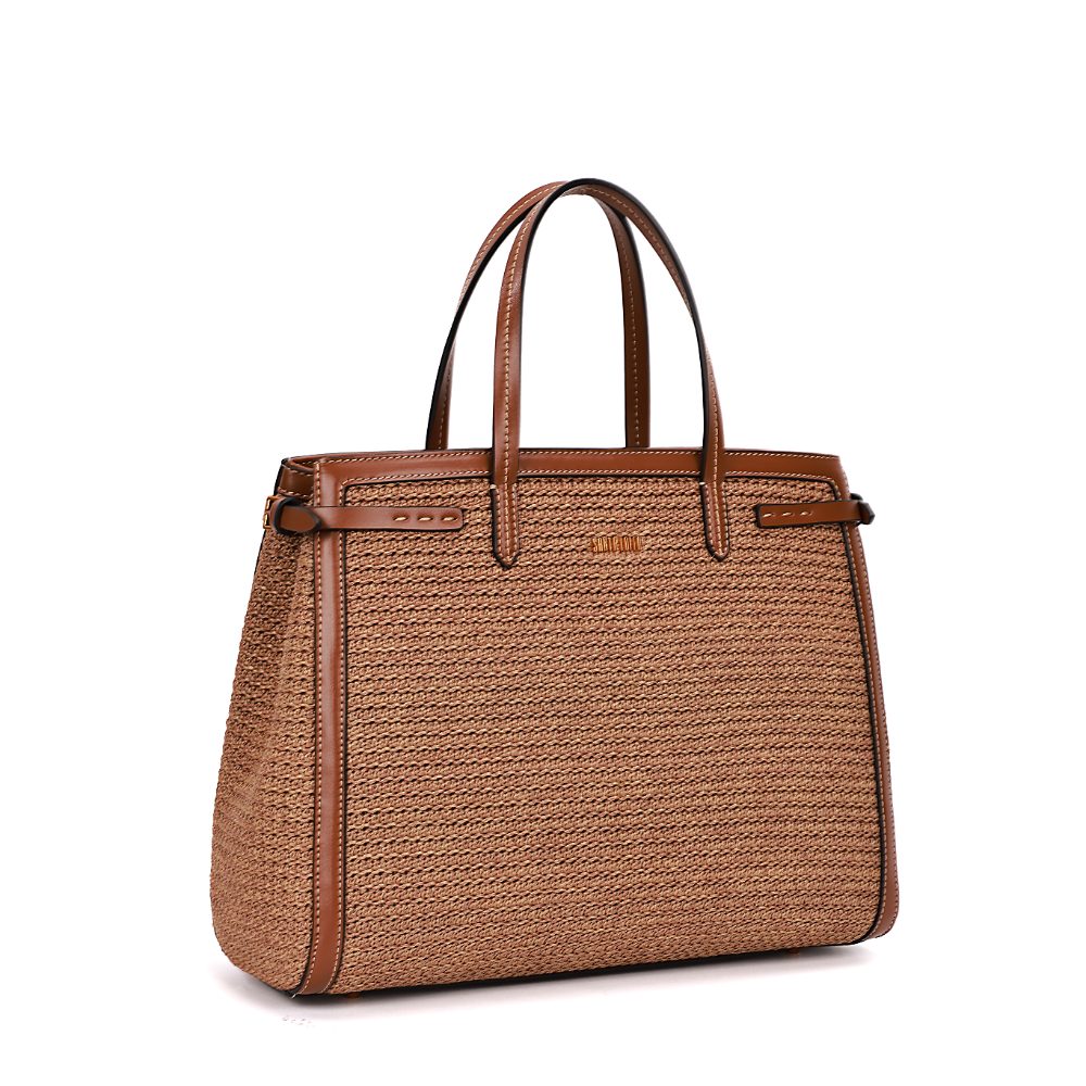 Bolsa Tote Santa Lolla Caramelo Tramado Alça Tiracolo