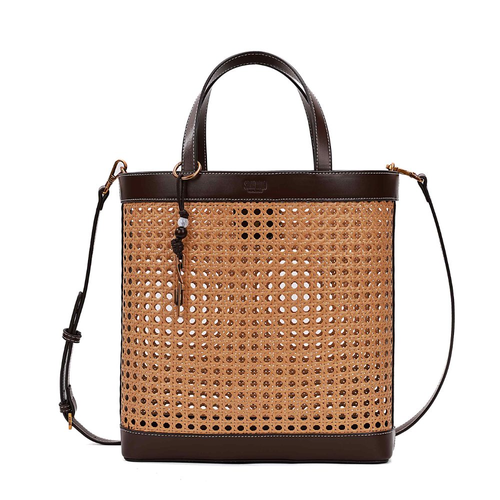 Bolsa Tote Santa Lolla Caramelo Tramado Alça Tiracolo