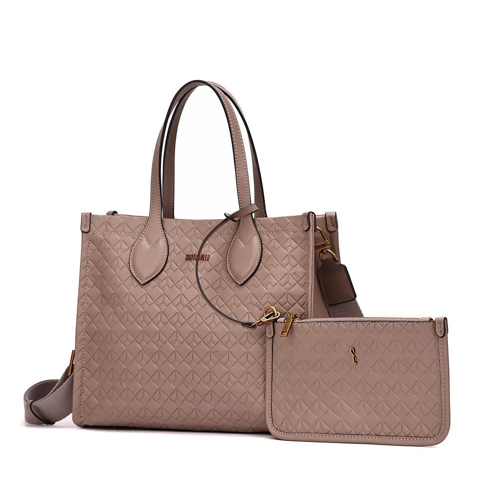 Bolsa Tote Santa Lolla Cinza Fog Com Clutch