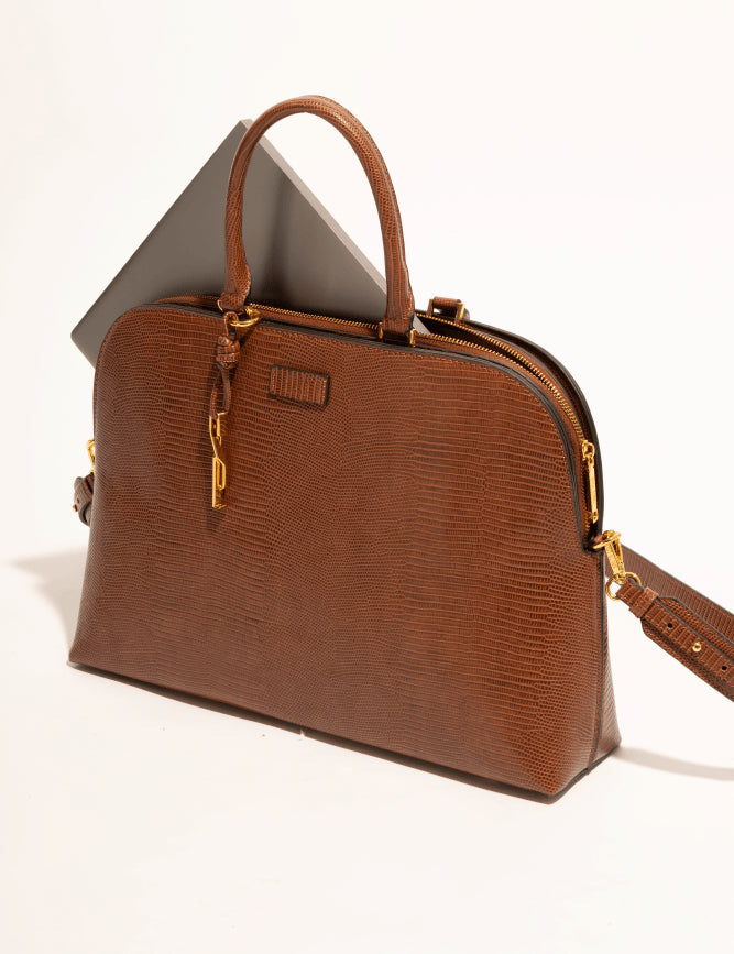 Bolsa Tote Santa Lolla Marrom Alça Dupla