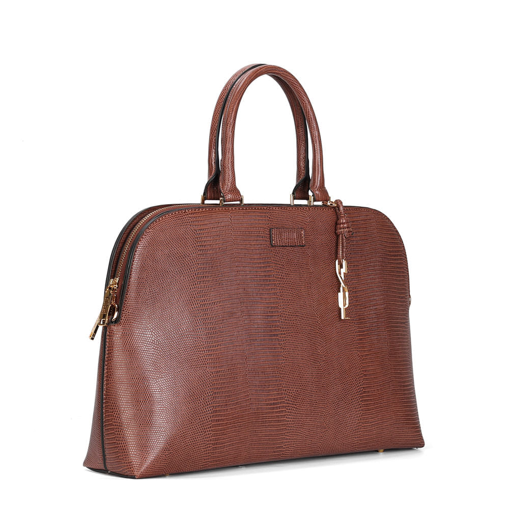 Bolsa Tote Santa Lolla Marrom Alça Dupla