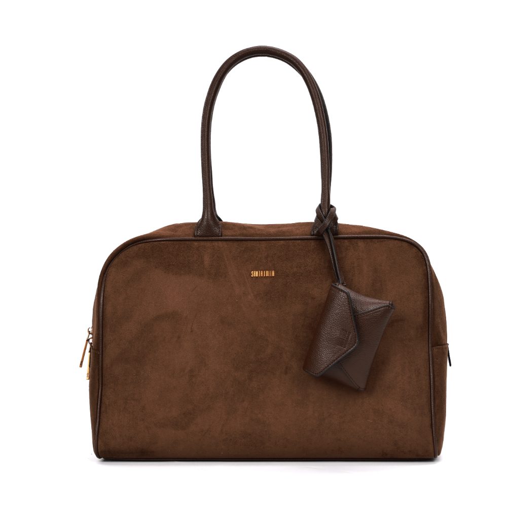 Bolsa Tote Santa Lolla Marrom Camurça Grande