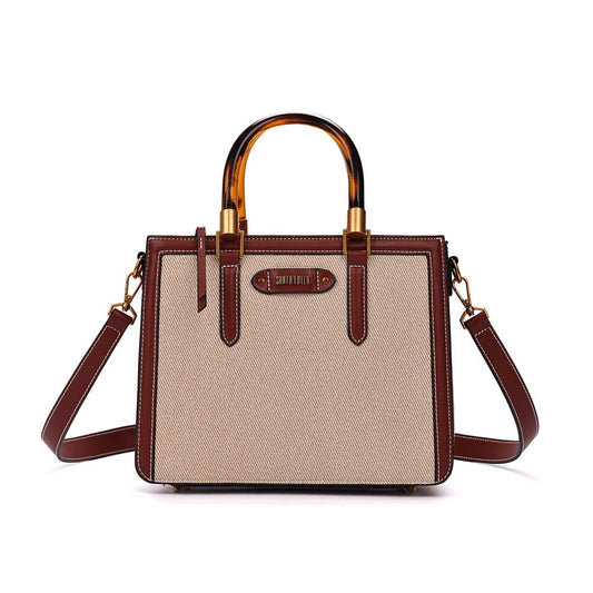 Bolsa Tote Santa Lolla Marrom Canvas Duas Alças 