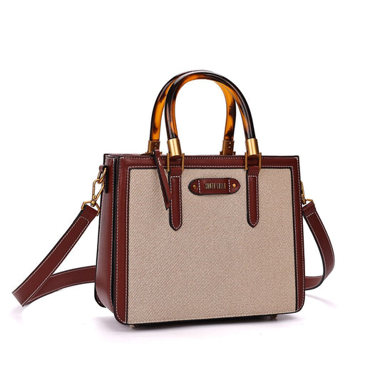 Bolsa Tote Santa Lolla Marrom Canvas Duas Alças 