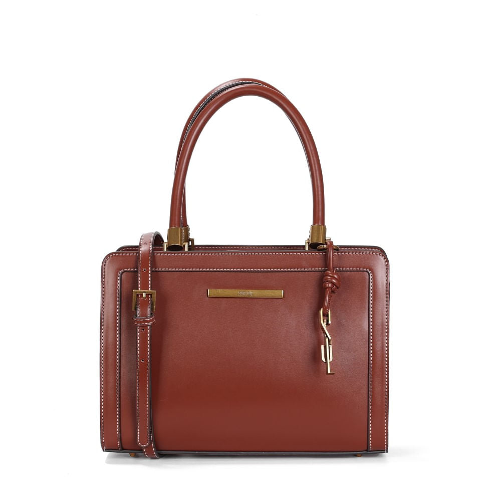Bolsa Tote Santa Lolla Marrom Pesponto 