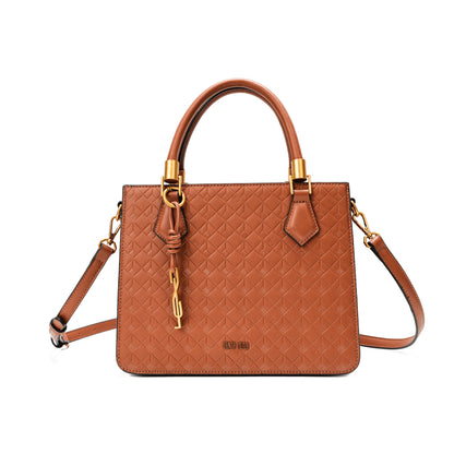 Bolsa Tote Santa Lolla Marrom Texturizada Alça Longa