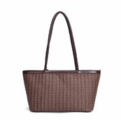 Bolsa Tote Santa Lolla Marrom Trançada Zíper