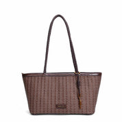 Bolsa Tote Santa Lolla Marrom Trançada Zíper