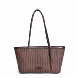 Bolsa Tote Santa Lolla Marrom Trançada Zíper
