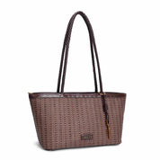 Bolsa Tote Santa Lolla Marrom Trançada Zíper