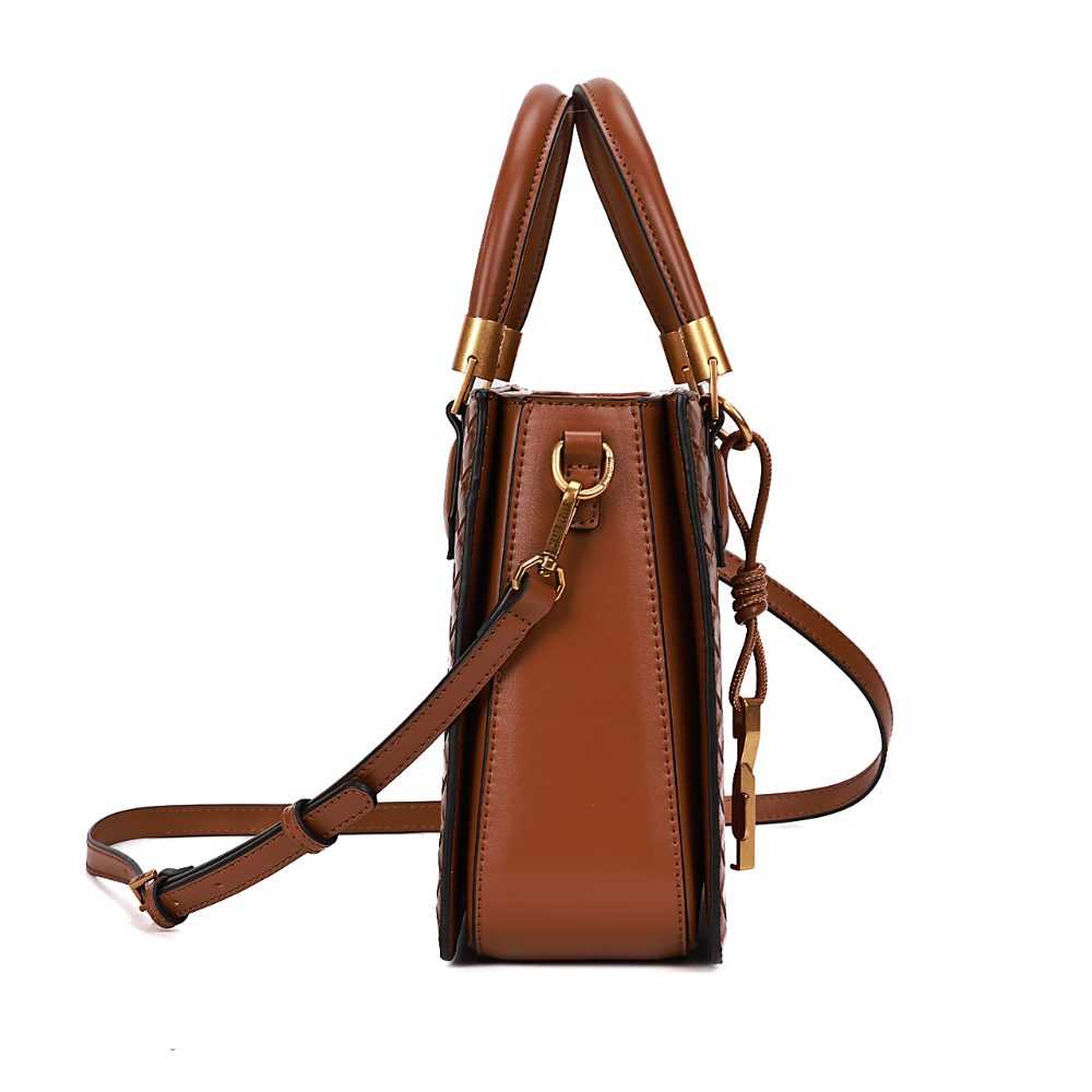 Bolsa Tote Santa Lolla Marrom Tressê Alça Tiracolo