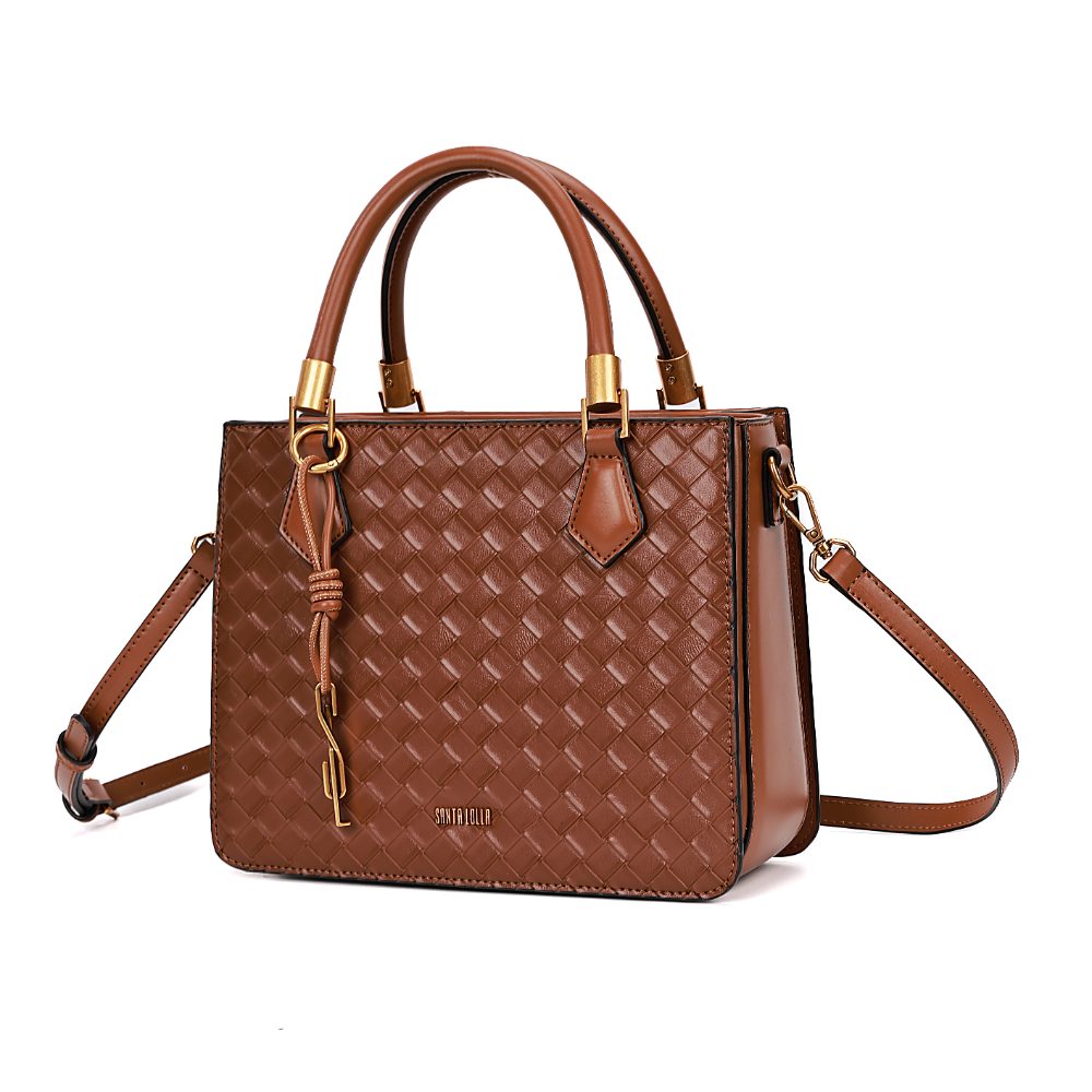 Bolsa Tote Santa Lolla Marrom Tressê Alça Tiracolo