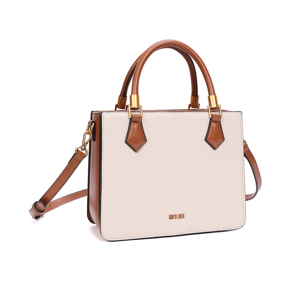 Bolsa Tote Santa Lolla Off White Bicolor Alça Longa