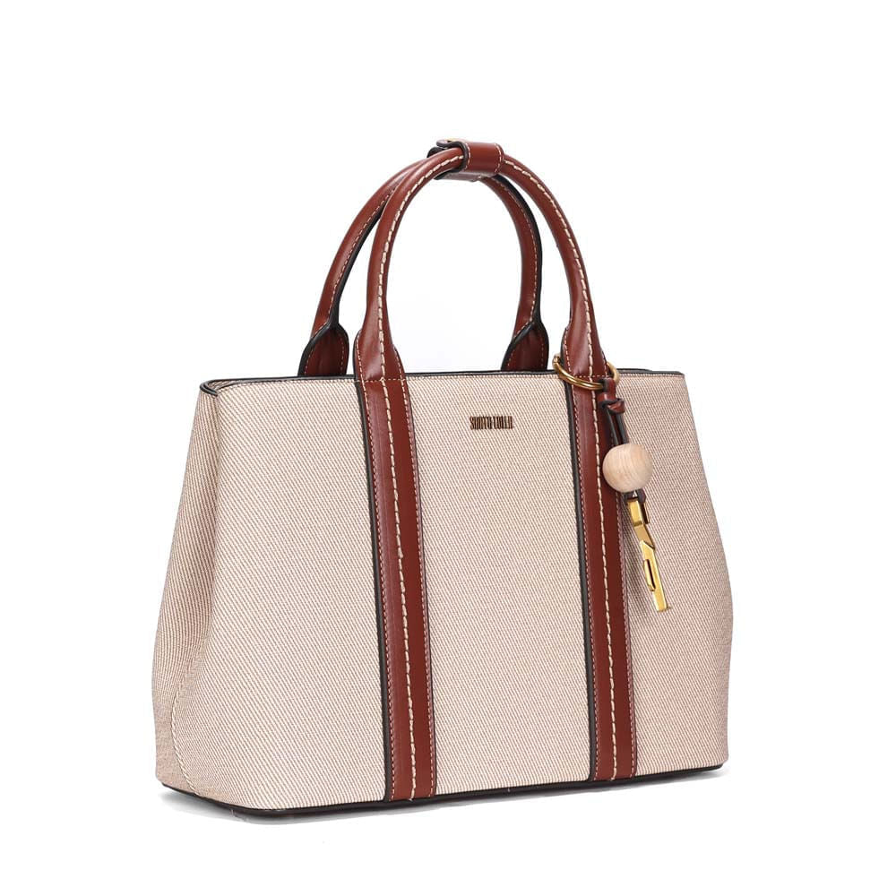 Bolsa Tote Santa Lolla Off White Canvas Alça Dupla