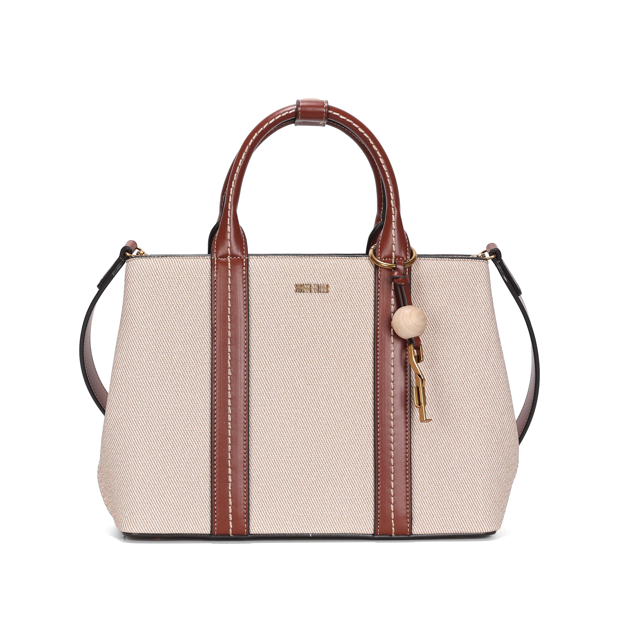 Bolsa Tote Santa Lolla Off White Canvas Alça Dupla