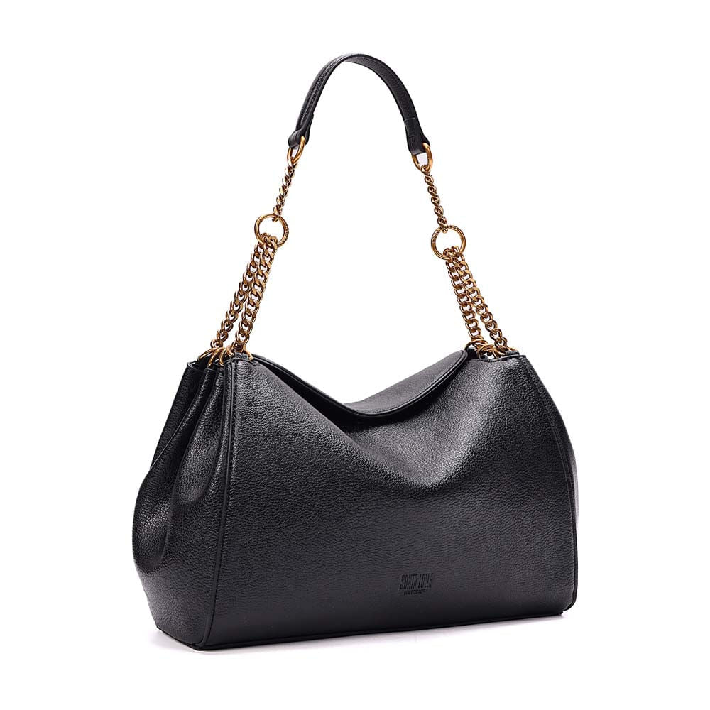 Bolsa Tote Santa Lolla Preta Alça Corrente Dourada