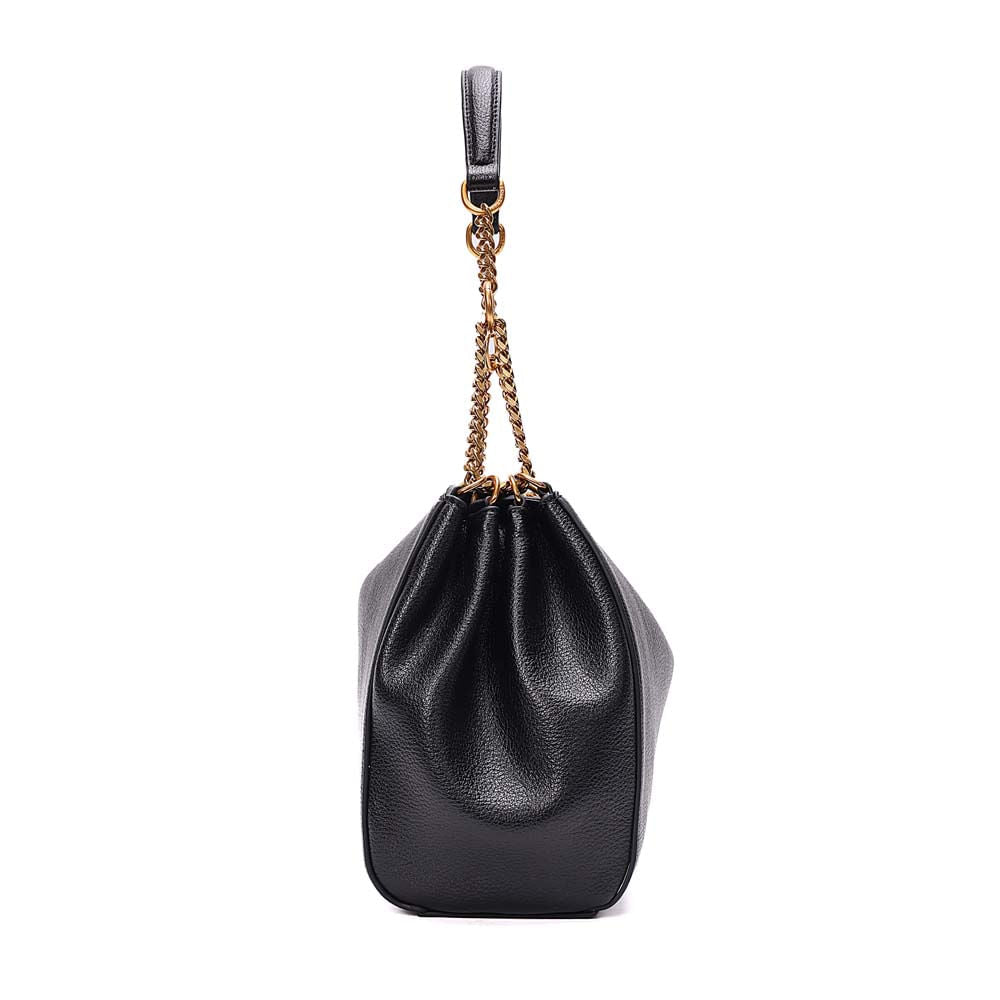 Bolsa Tote Santa Lolla Preta Alça Corrente Dourada