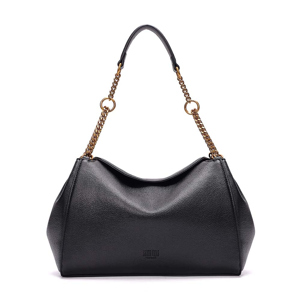 Bolsa Tote Santa Lolla Preta Alça Corrente Dourada