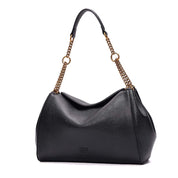 Bolsa Tote Santa Lolla Preta Alça Corrente Dourada