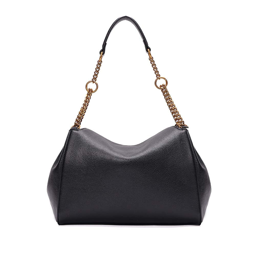 Bolsa Tote Santa Lolla Preta Alça Corrente Dourada