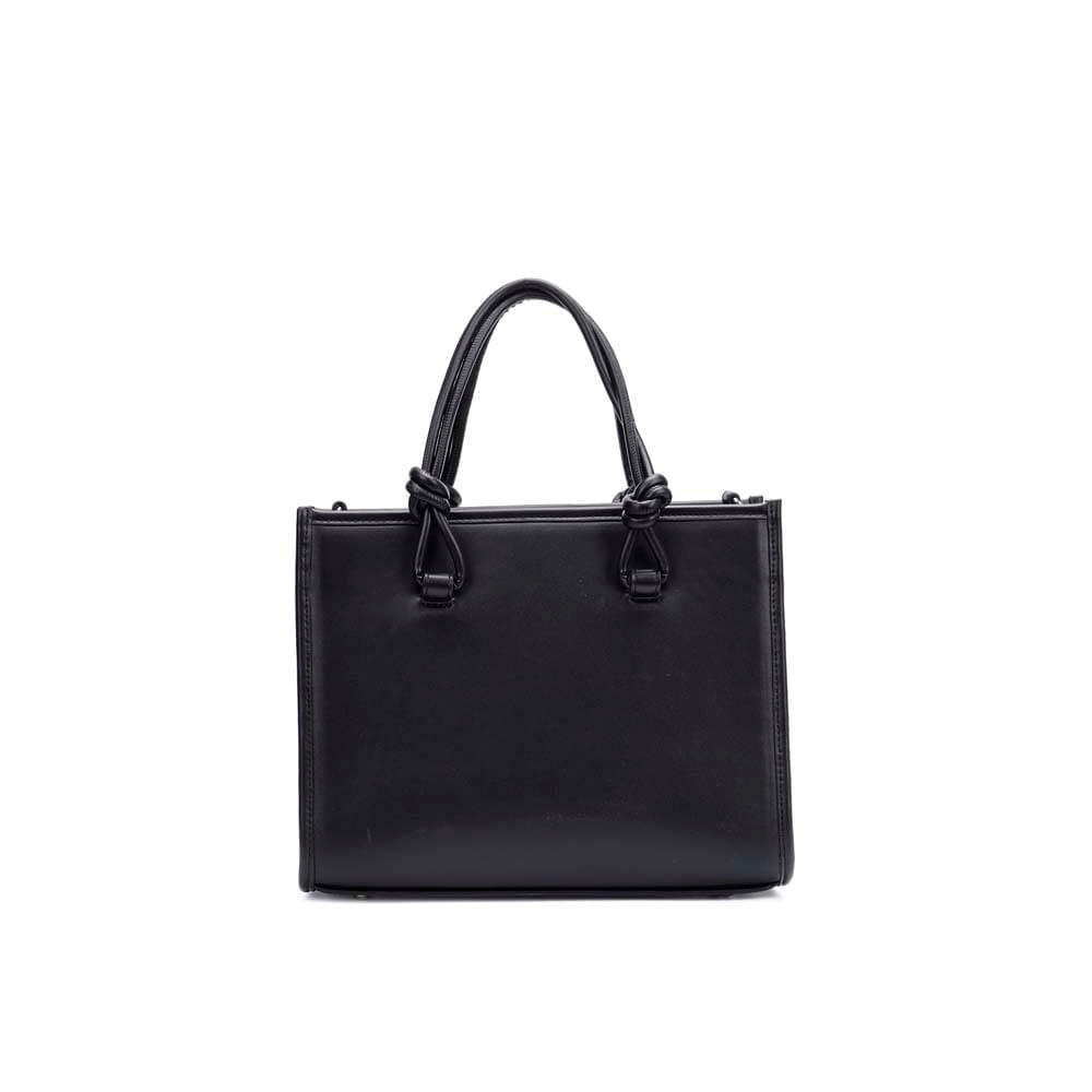 Bolsa Tote Santa Lolla Preta Alça Longa E Pingente