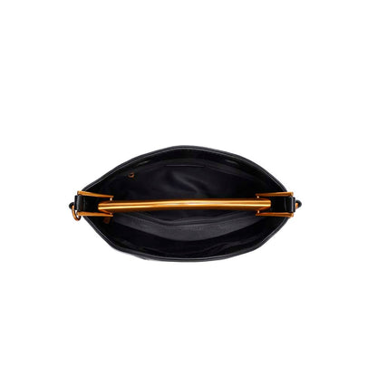 Bolsa Tote Santa Lolla Preta Alça Metal Dourada