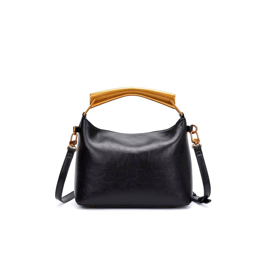 Bolsa Tote Santa Lolla Preta Alça Metal Dourada