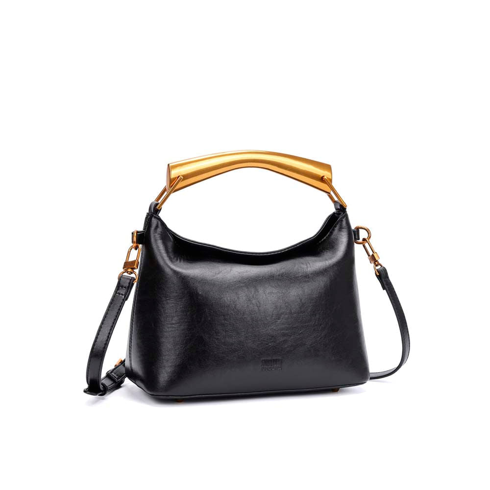 Bolsa Tote Santa Lolla Preta Alça Metal Dourada