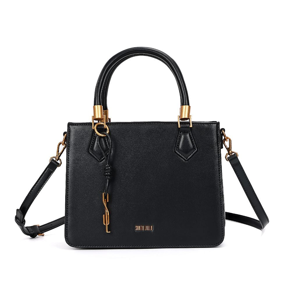 Bolsa Tote Santa Lolla Preta Alça Tiracolo Dourado
