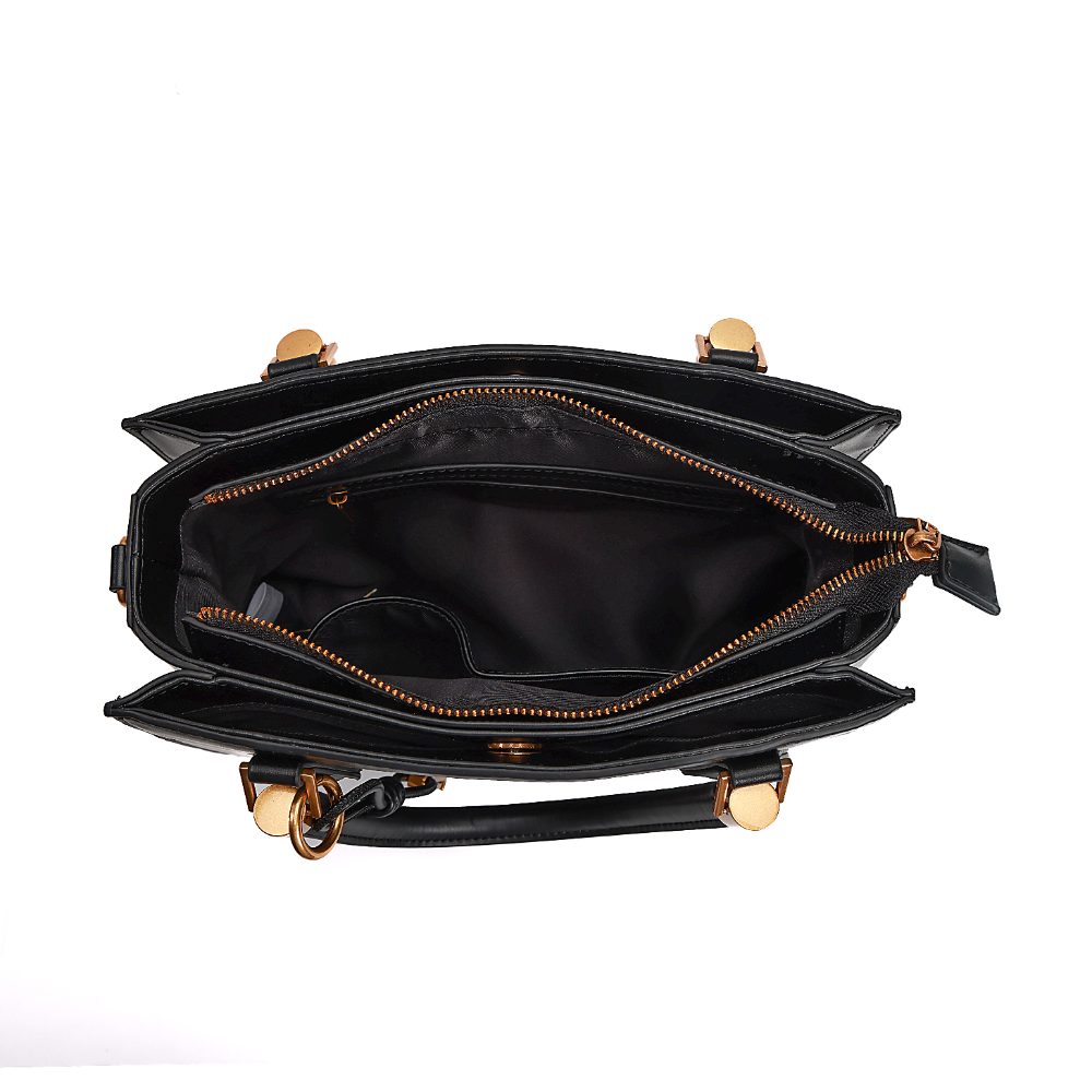 Bolsa Tote Santa Lolla Preta Alça Tiracolo Dourado