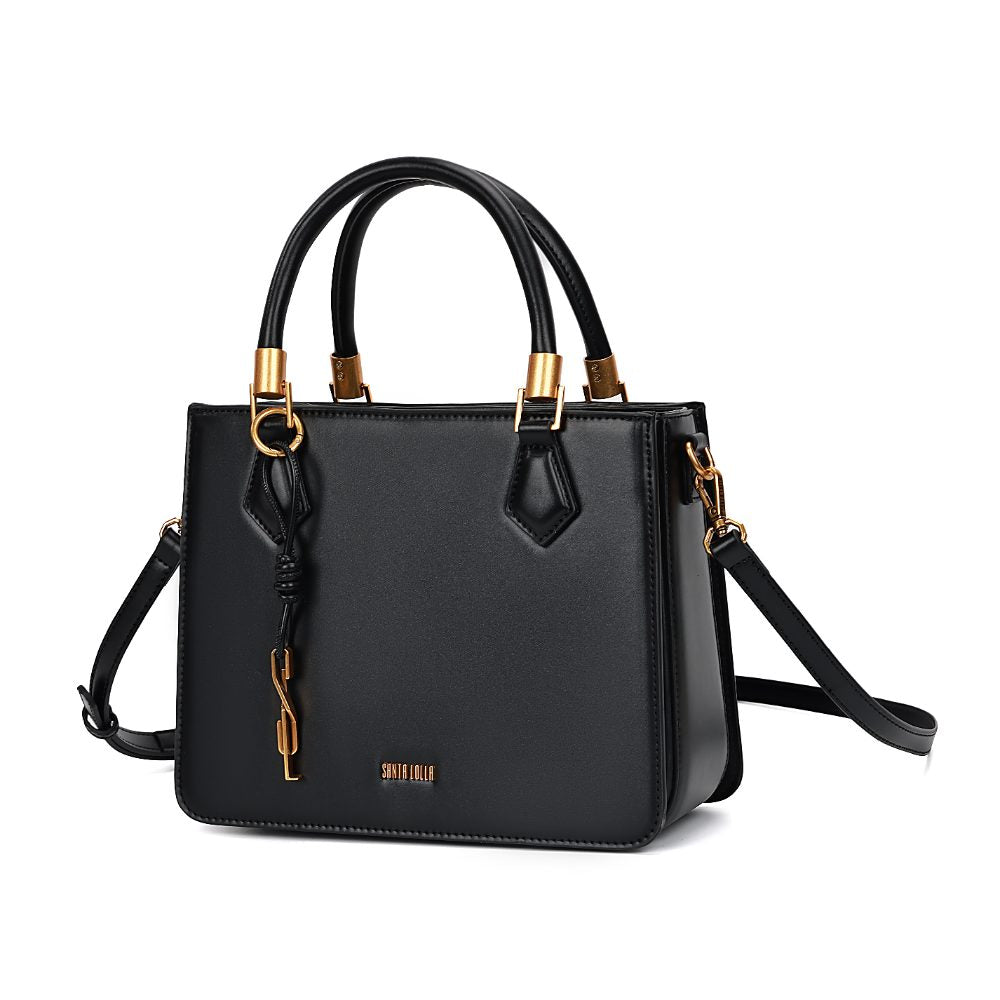 Bolsa Tote Santa Lolla Preta Alça Tiracolo Dourado