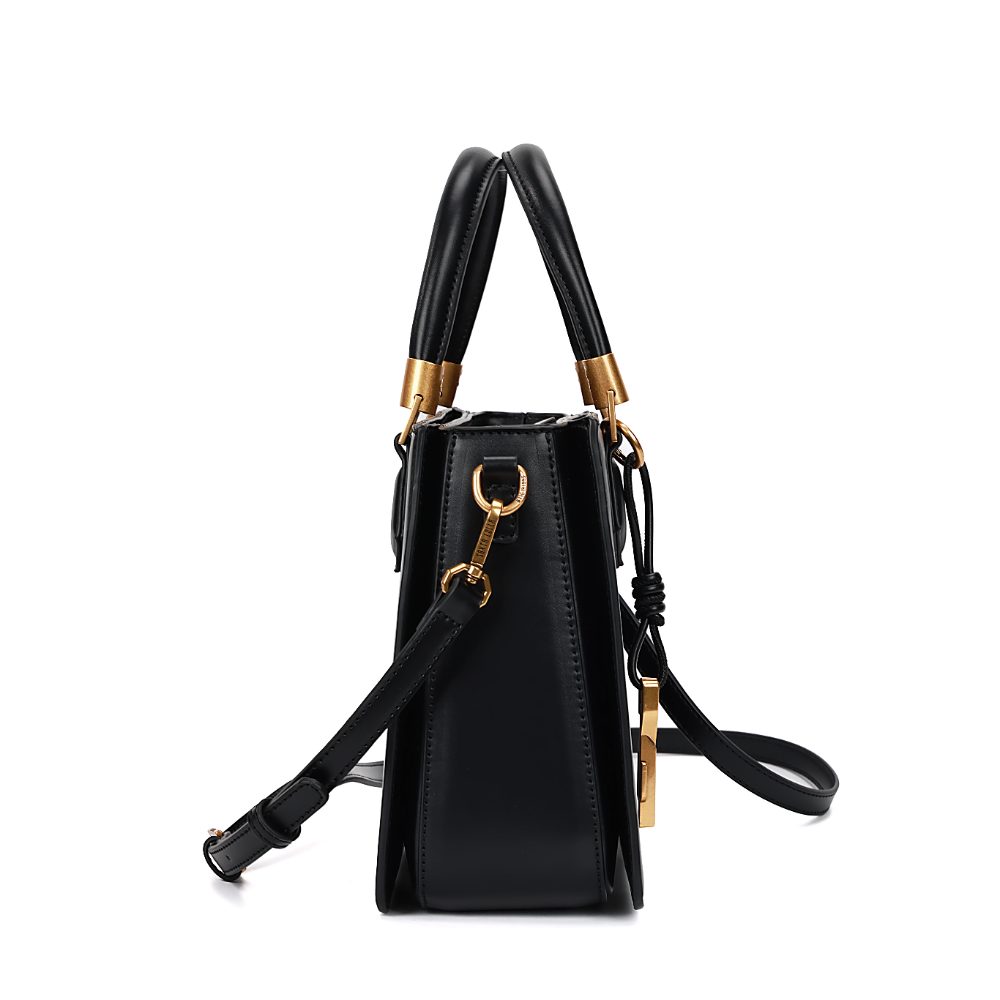 Bolsa Tote Santa Lolla Preta Alça Tiracolo Dourado