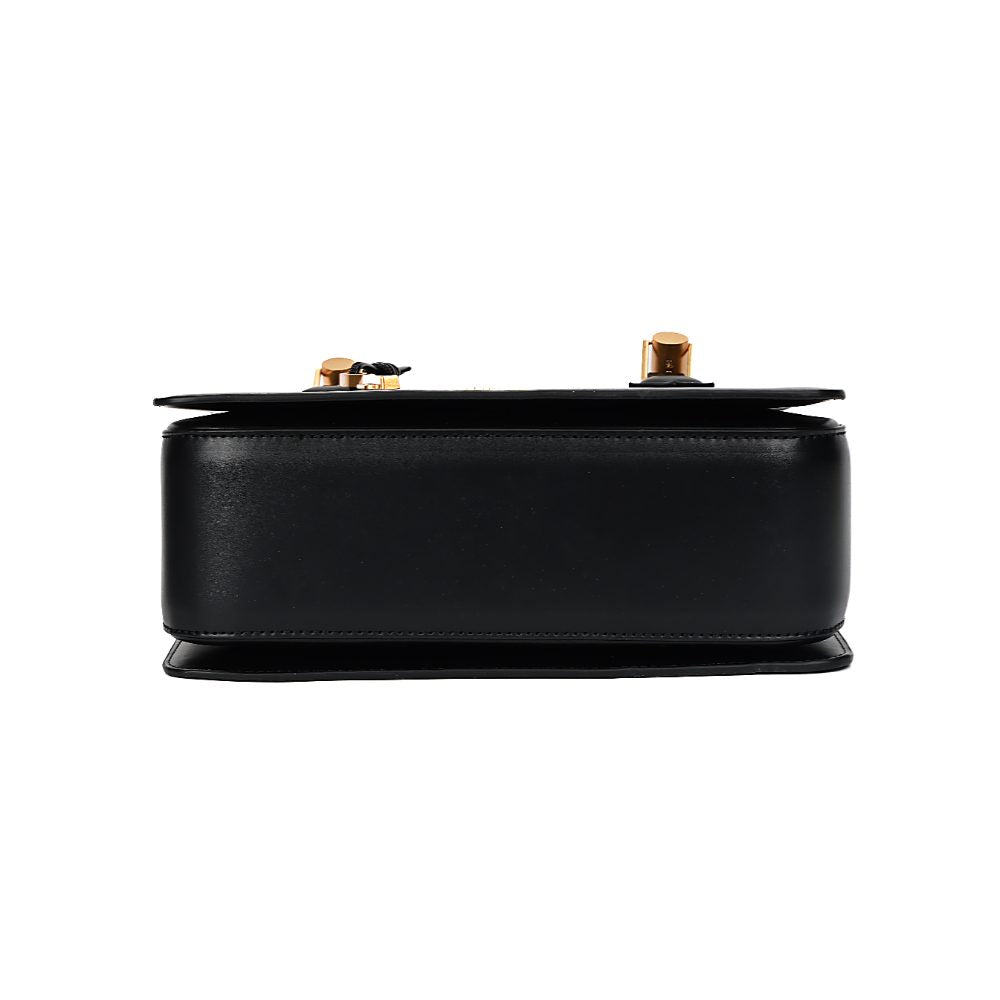 Bolsa Tote Santa Lolla Preta Alça Tiracolo Dourado
