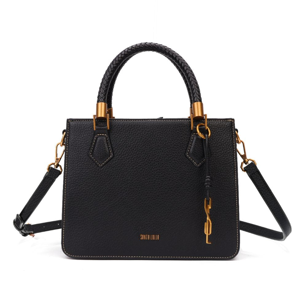 Bolsa Tote Santa Lolla Preta Alças Trançadas