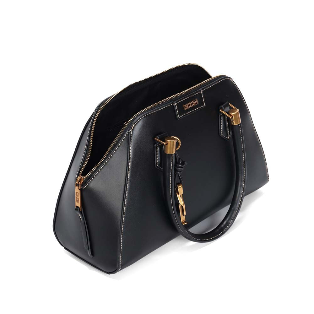 Bolsa Tote Santa Lolla Preta Costura Aparente