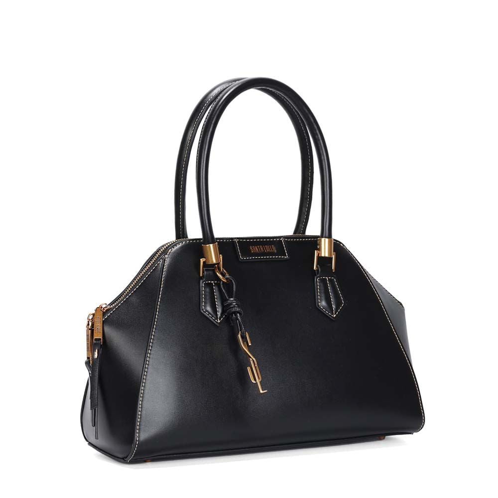 Bolsa Tote Santa Lolla Preta Costura Aparente