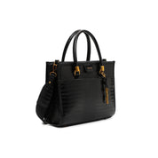 Bolsa Tote Santa Lolla Preta Croco Alça Tiracolo