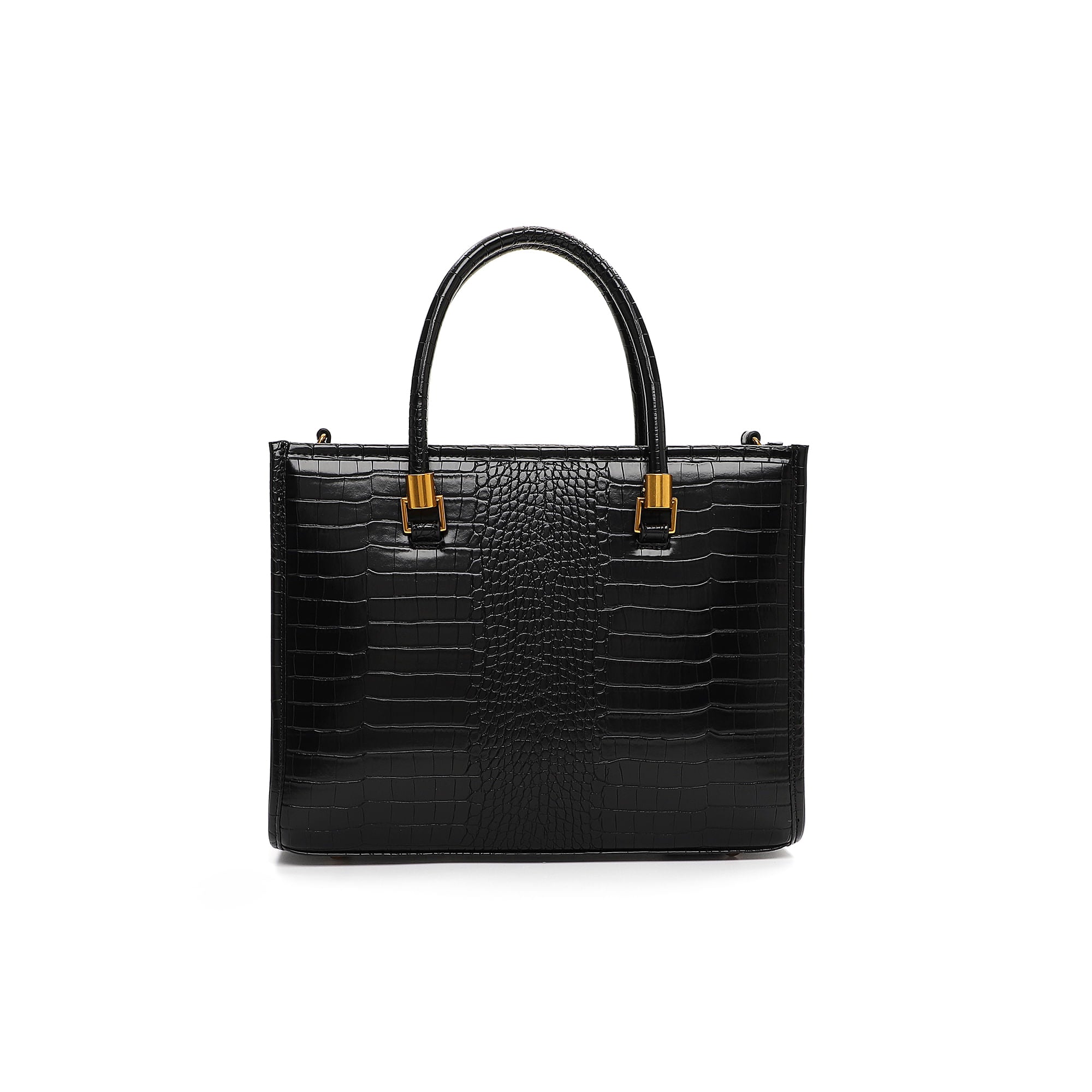 Bolsa Tote Santa Lolla Preta Croco Alça Tiracolo
