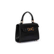 Bolsa Tote Santa Lolla Preta Croco Alça Tiracolo